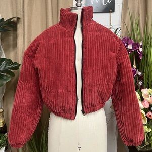 Shein burgundy puffer jacket